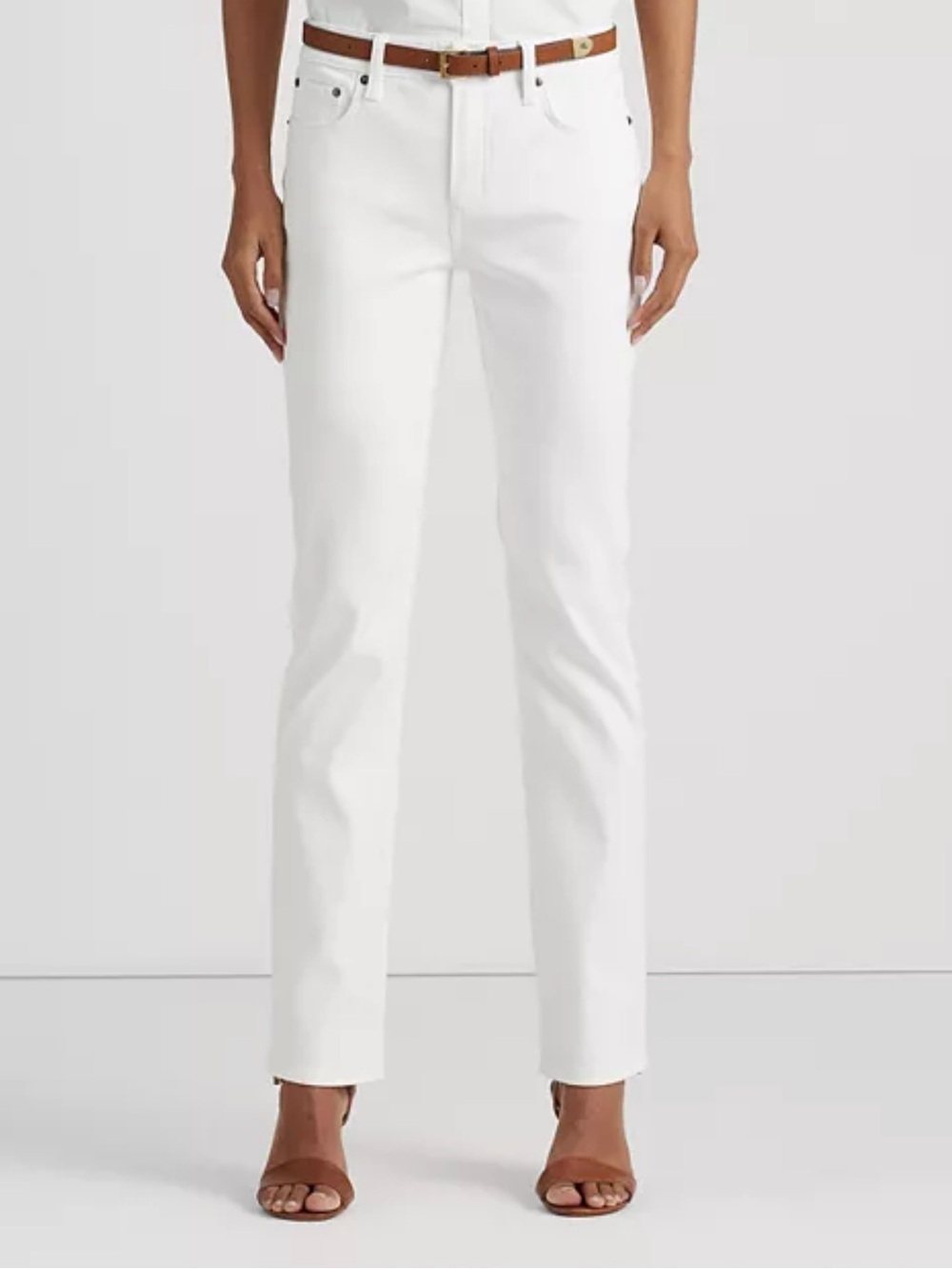 New Ralph Lauren Women's Modern Straight Curvy Slimming Fit Jeans 8x32 White